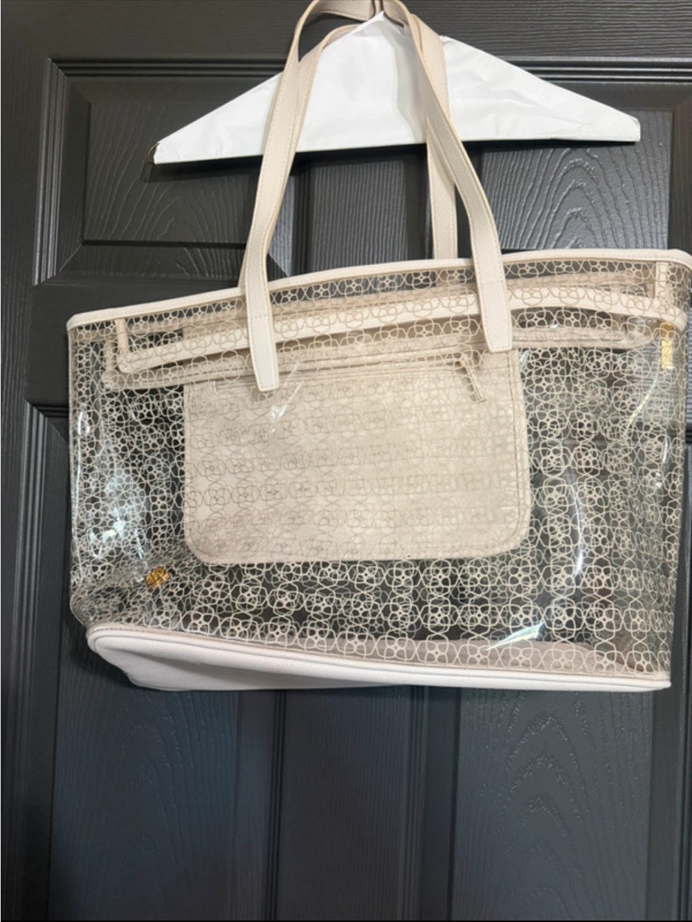 Kendra Scott Clear Tote with Cream Trim and Removable Pouch